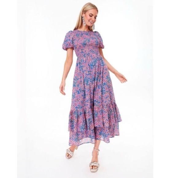 Banjanan Dresses & Skirts - Banjanan Pink & Blue Floral Midi Dress
